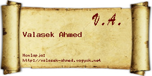 Valasek Ahmed névjegykártya